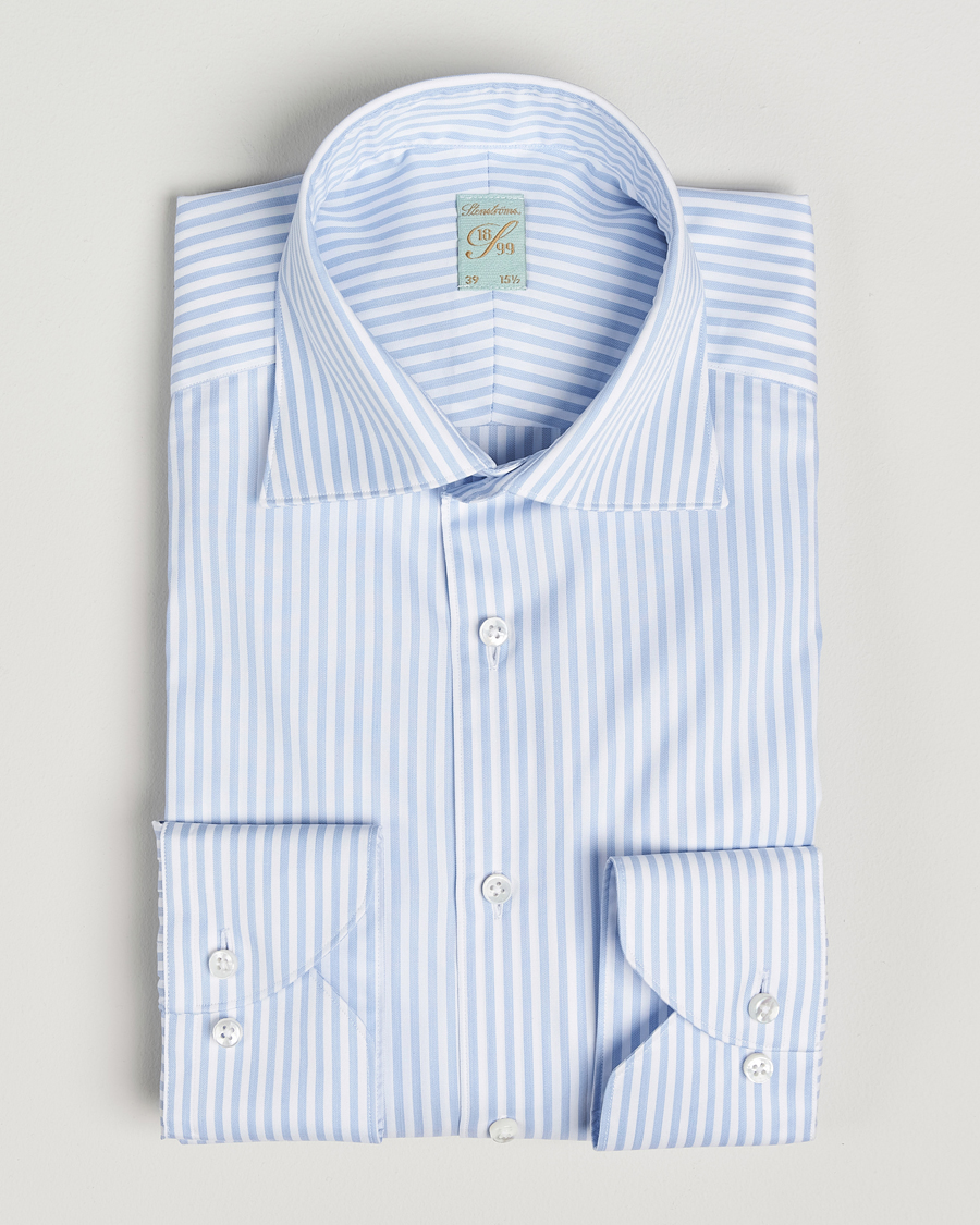 Heren | Overhemden | Stenströms | 1899 Striped Cotton Twill Shirt Blue/White