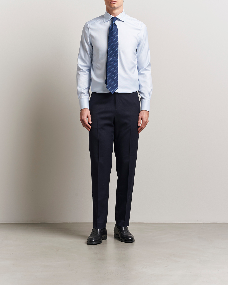 Heren | Overhemden | Stenströms | 1899 Slim Cotton Twill Shirt Light Blue