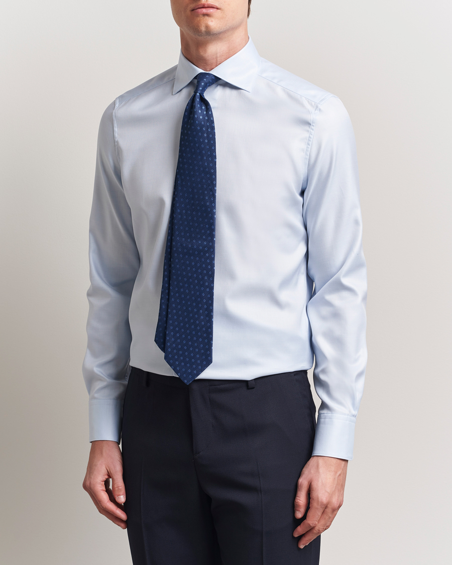 Heren | Overhemden | Stenströms | 1899 Slim Cotton Twill Shirt Light Blue