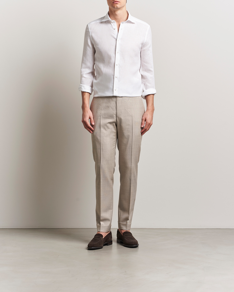 Heren | Overhemden | Stenströms | 1899 Slim Linen Shirt White