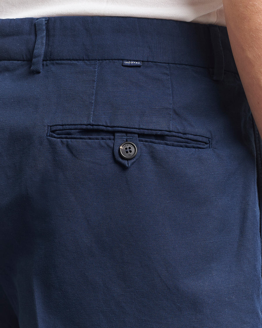 Heren | Korte broek | Incotex | Pleated Chinolino Shorts Navy