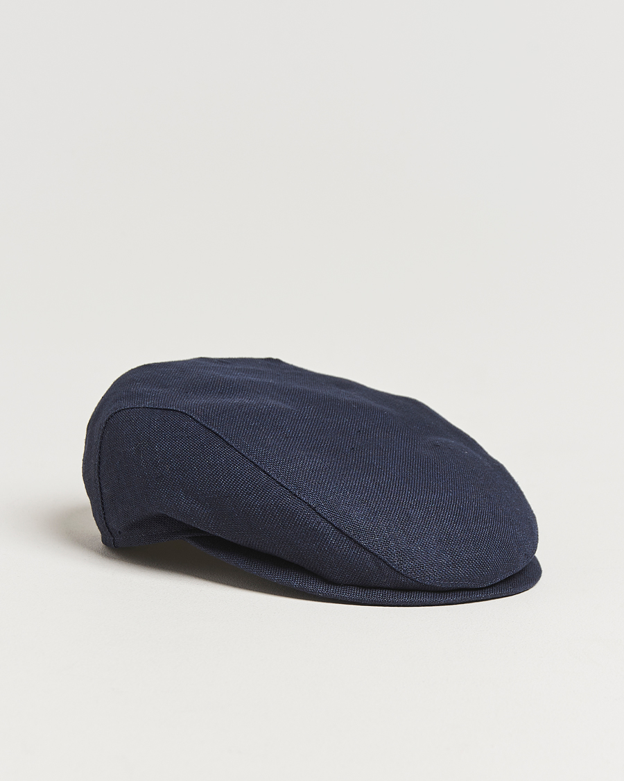 Heren | Hoeden en petten | Wigéns | Ivy Slim Hopsack Linen Cap Navy