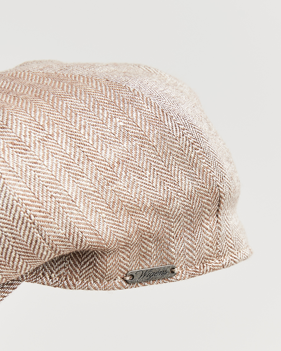 Heren | Hoeden en petten | Wigéns | Newsboy Classic Linen Herringbone Cap Brown