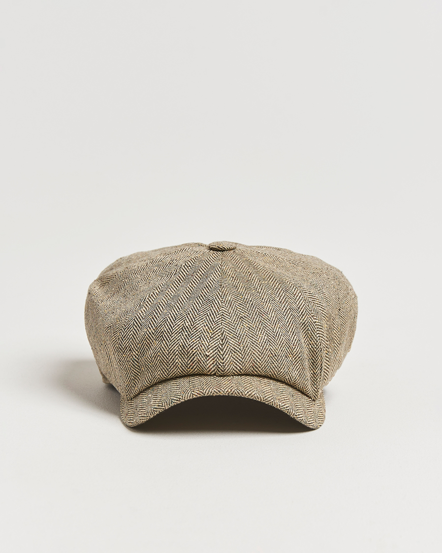 Heren | Hoeden en petten | Wigéns | Newsboy Retro Herringbone Cap Dark Olive