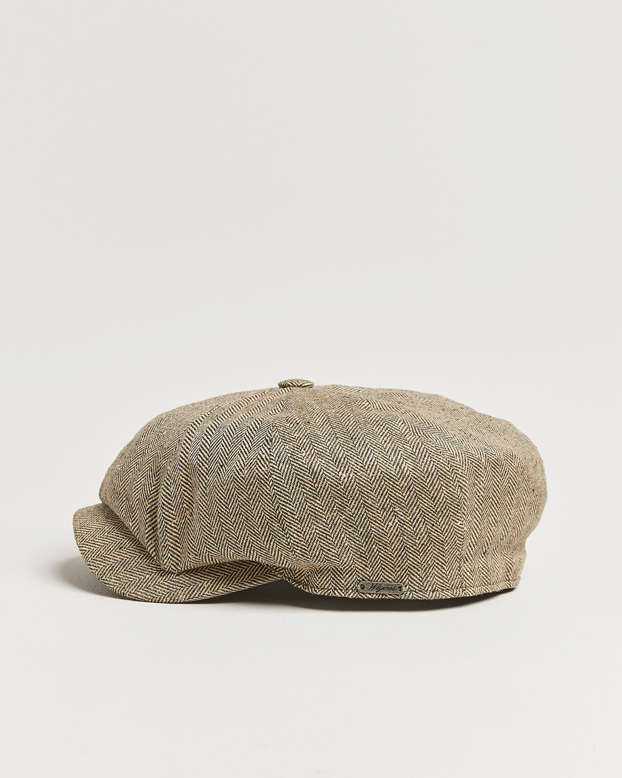Heren | Hoeden en petten | Wigéns | Newsboy Retro Herringbone Cap Dark Olive