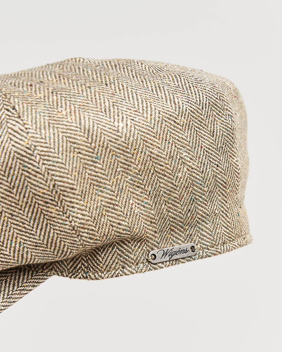 Heren | Hoeden en petten | Wigéns | Newsboy Retro Herringbone Cap Dark Olive