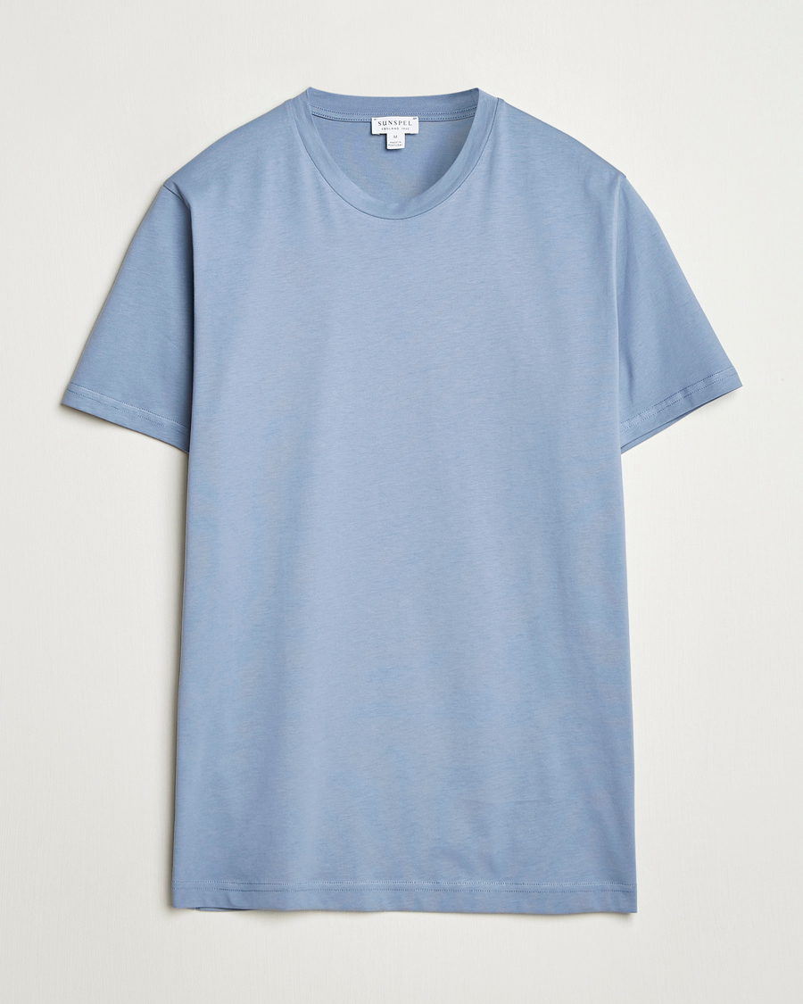 Heren | T-shirts | Sunspel | Riviera Midweight T-Shirt Vintage Blue