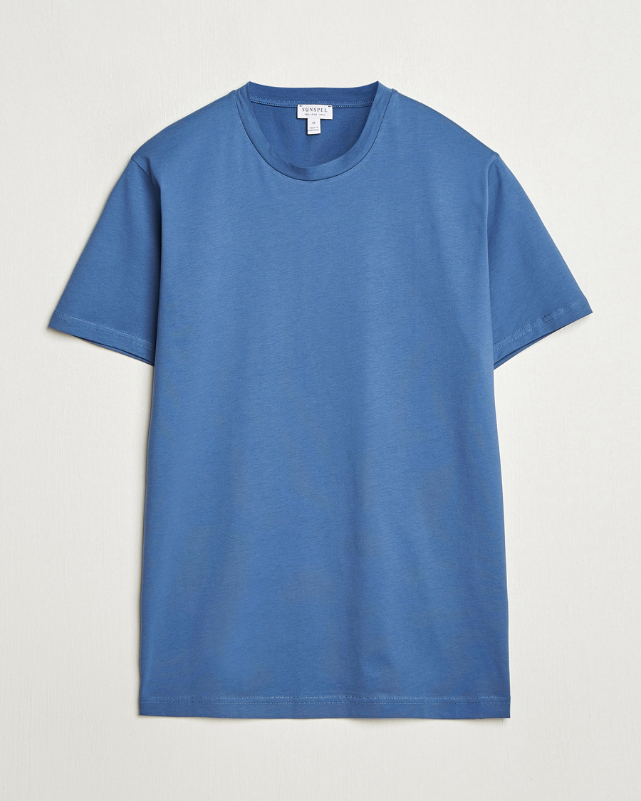 Heren | T-shirts | Sunspel | Riviera Midweight T-Shirt Soft Denim
