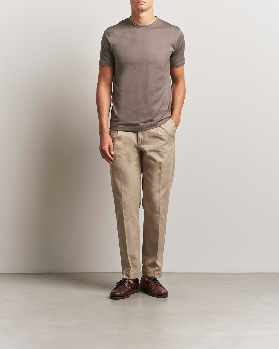 Heren | T-shirts | Sunspel | Crew Neck Q82 Cotton T-Shirt Walnut