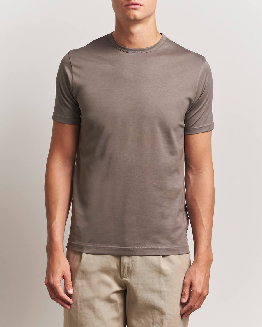 Heren | T-shirts | Sunspel | Crew Neck Q82 Cotton T-Shirt Walnut