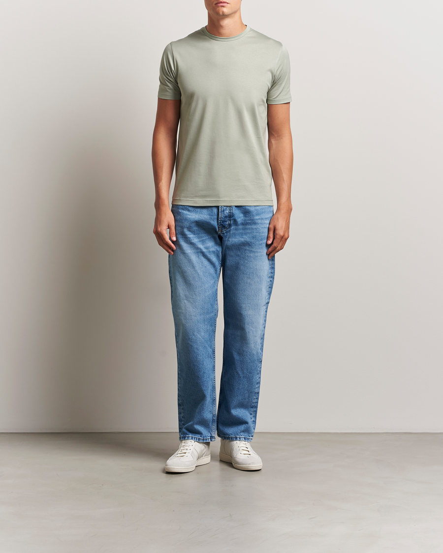 Heren | T-shirts | Sunspel | Crew Neck Q82 Cotton T-Shirt Pastel Green