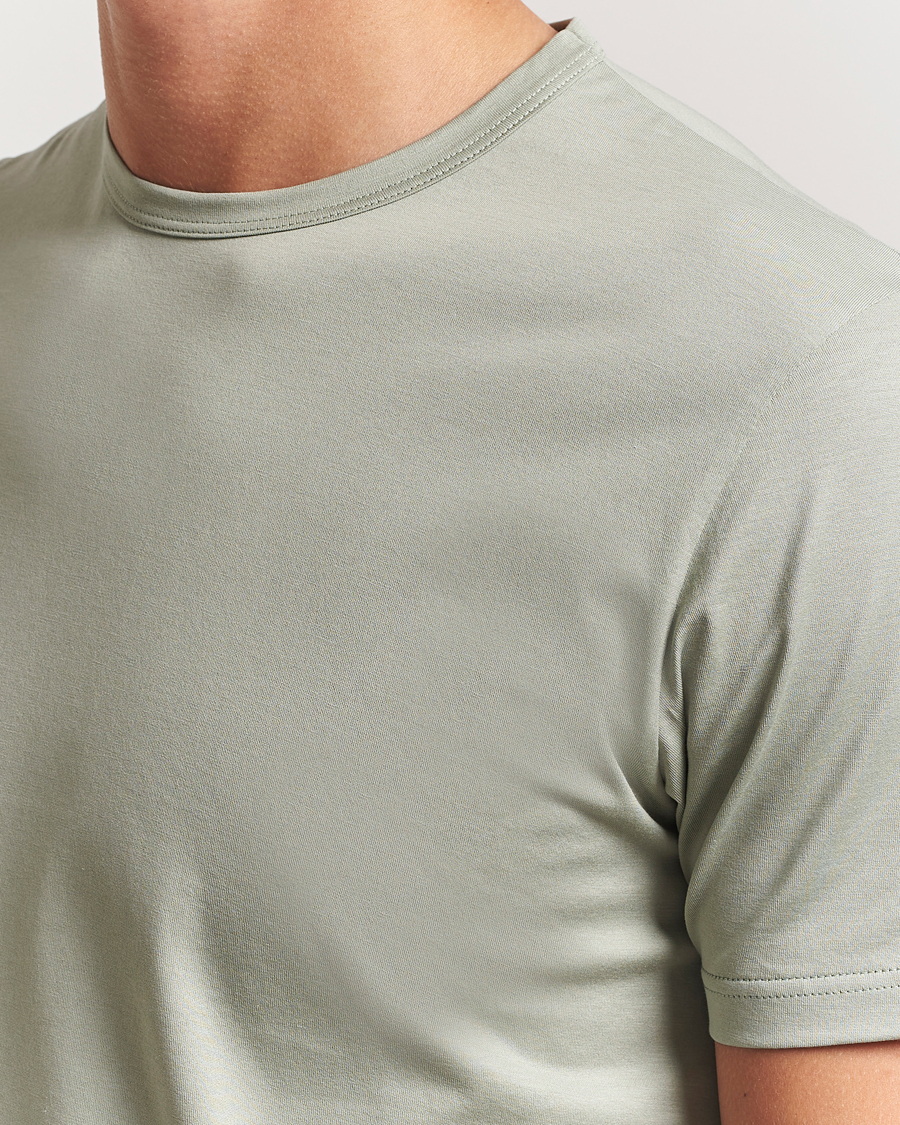Heren | T-shirts | Sunspel | Crew Neck Q82 Cotton T-Shirt Pastel Green