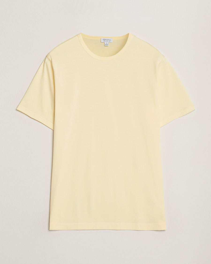 Heren | T-shirts | Sunspel | Crew Neck Q82 Cotton T-Shirt Buttermilk