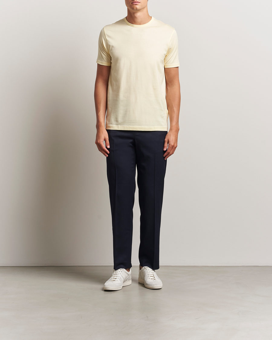 Heren | T-shirts | Sunspel | Crew Neck Q82 Cotton T-Shirt Buttermilk
