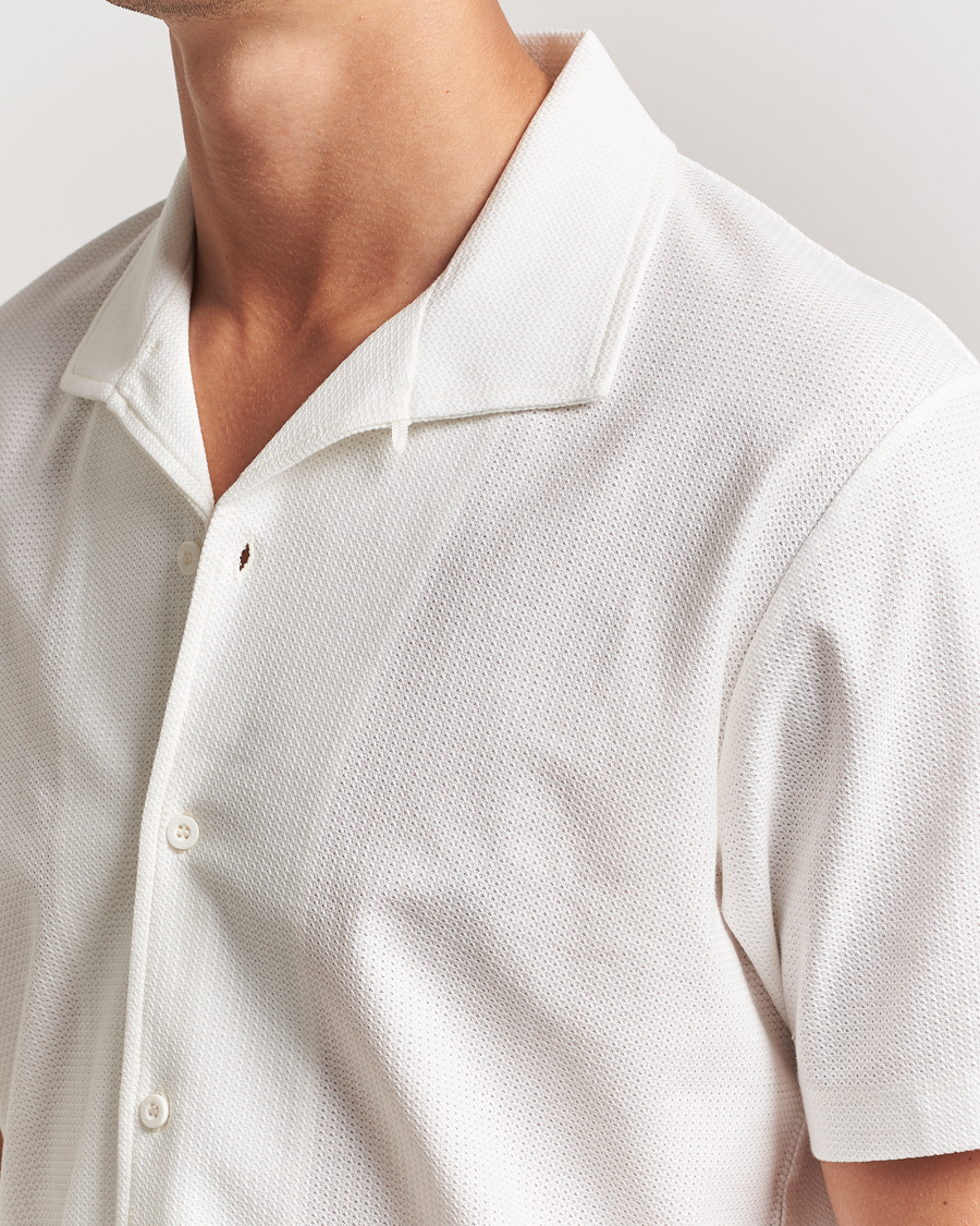 Heren | Overhemden | Sunspel | Open Collar Mesh Shirt Ecru