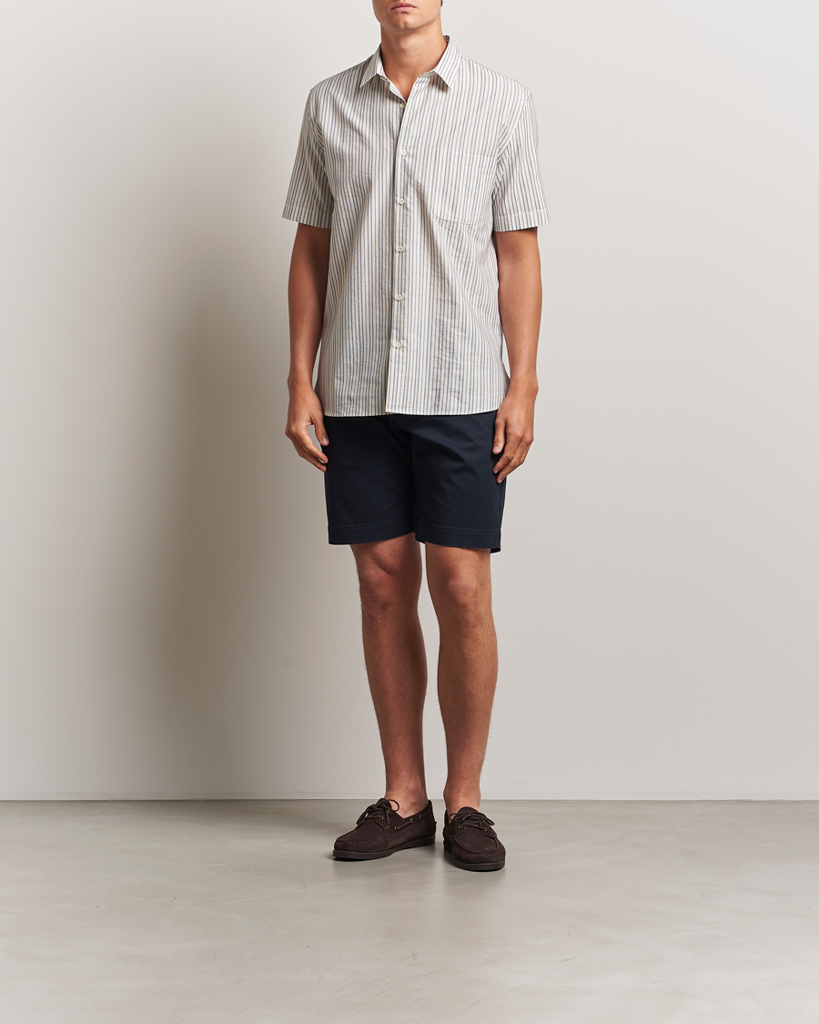 Heren | Overhemden | Sunspel | Vintage Stripe Shirt Ecru/Denim