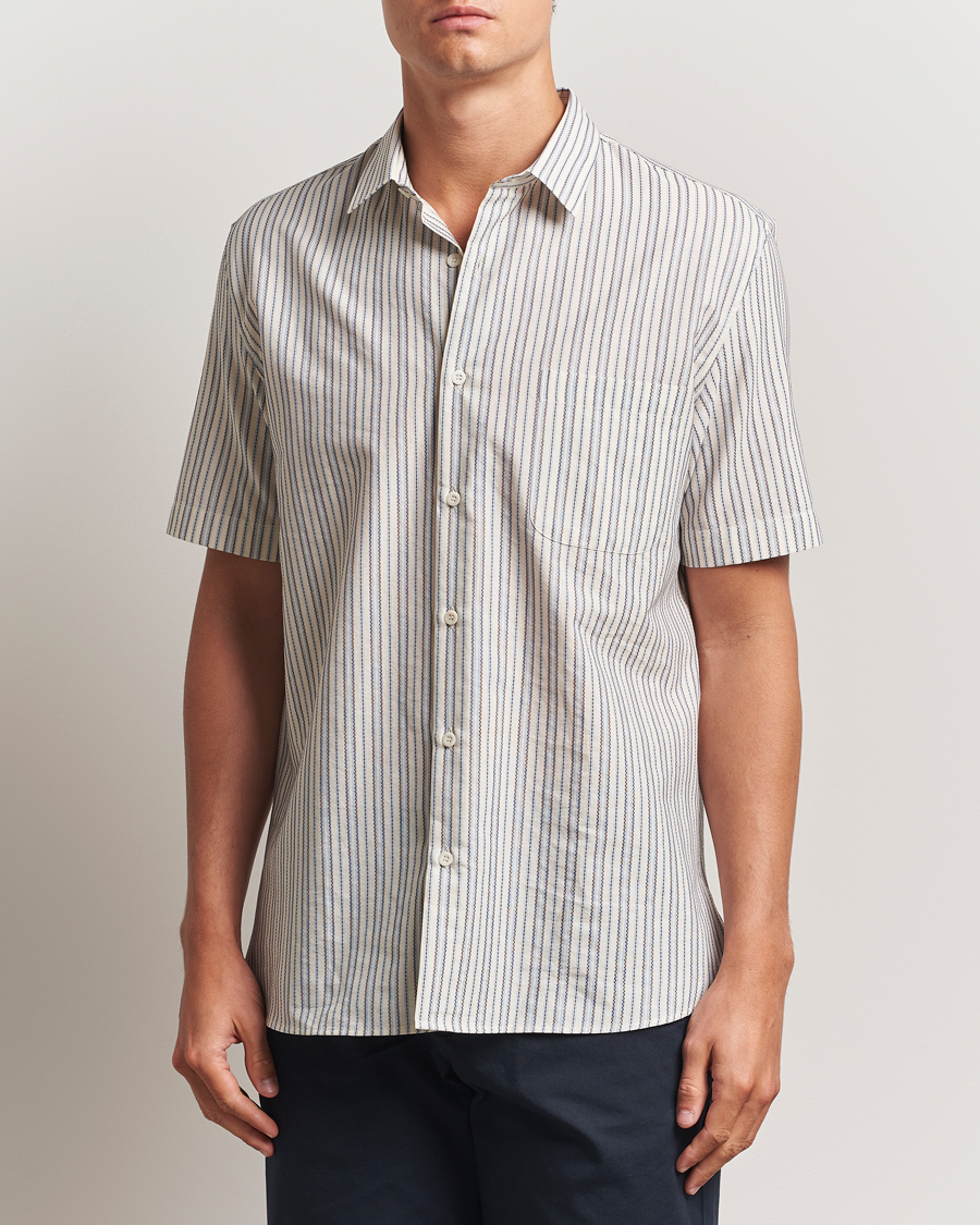Heren | Overhemden | Sunspel | Vintage Stripe Shirt Ecru/Denim