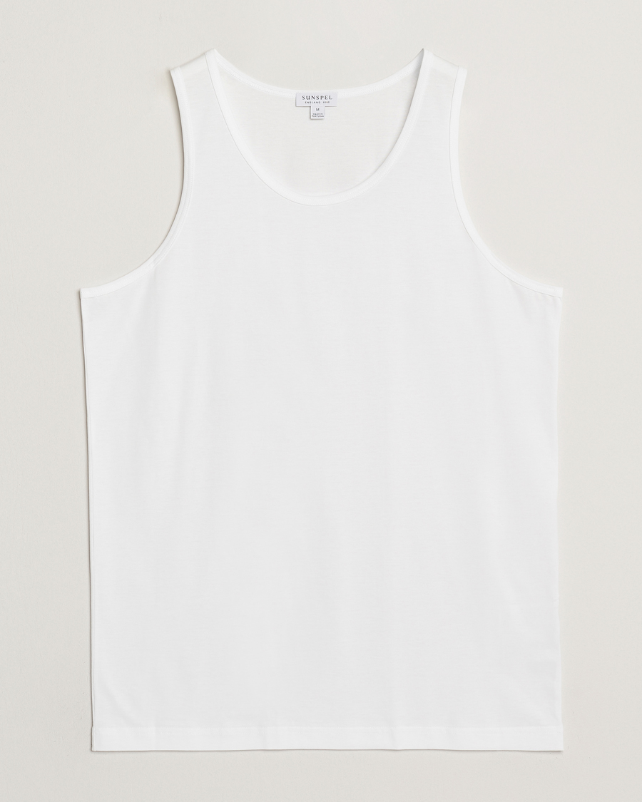 Heren | T-shirts | Sunspel | Superfine Cotton Underwear Vest White