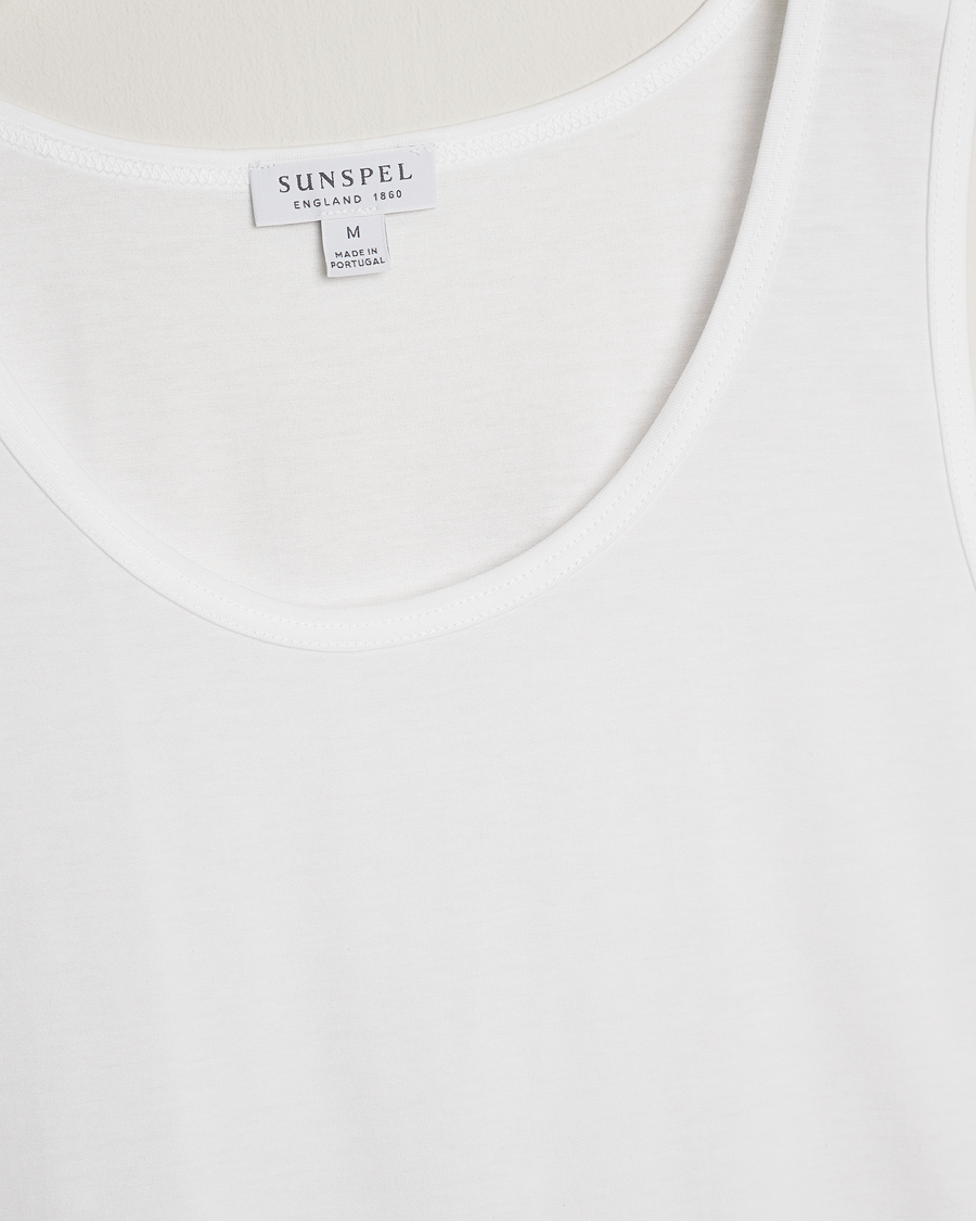 Heren | T-shirts | Sunspel | Superfine Cotton Underwear Vest White