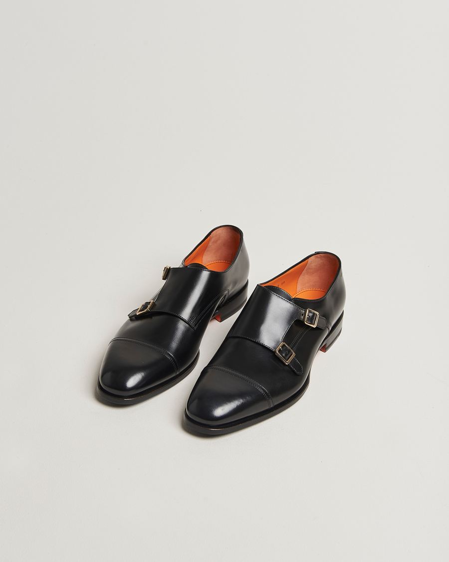 Heren | Gespschoenen | Santoni | Adrian Double Monk Black Calf