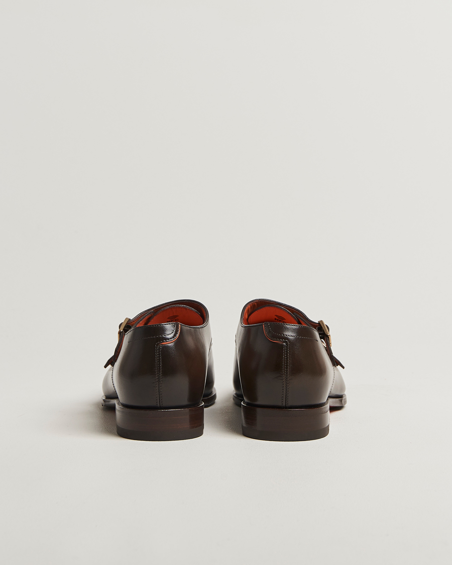 Heren | Gespschoenen | Santoni | Adrian Double Monk Dark Brown Calf