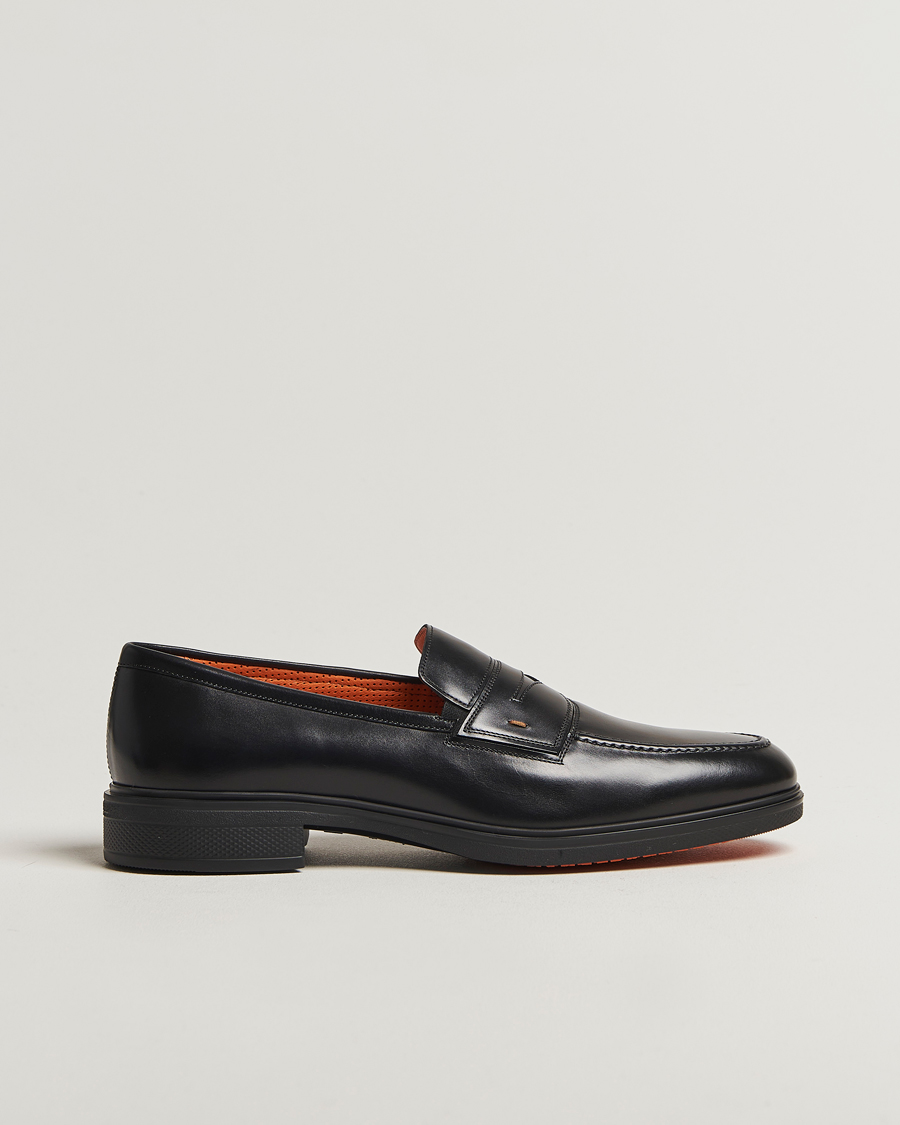 Heren | Instappers | Santoni | Easy Penny Loafer Black Calf
