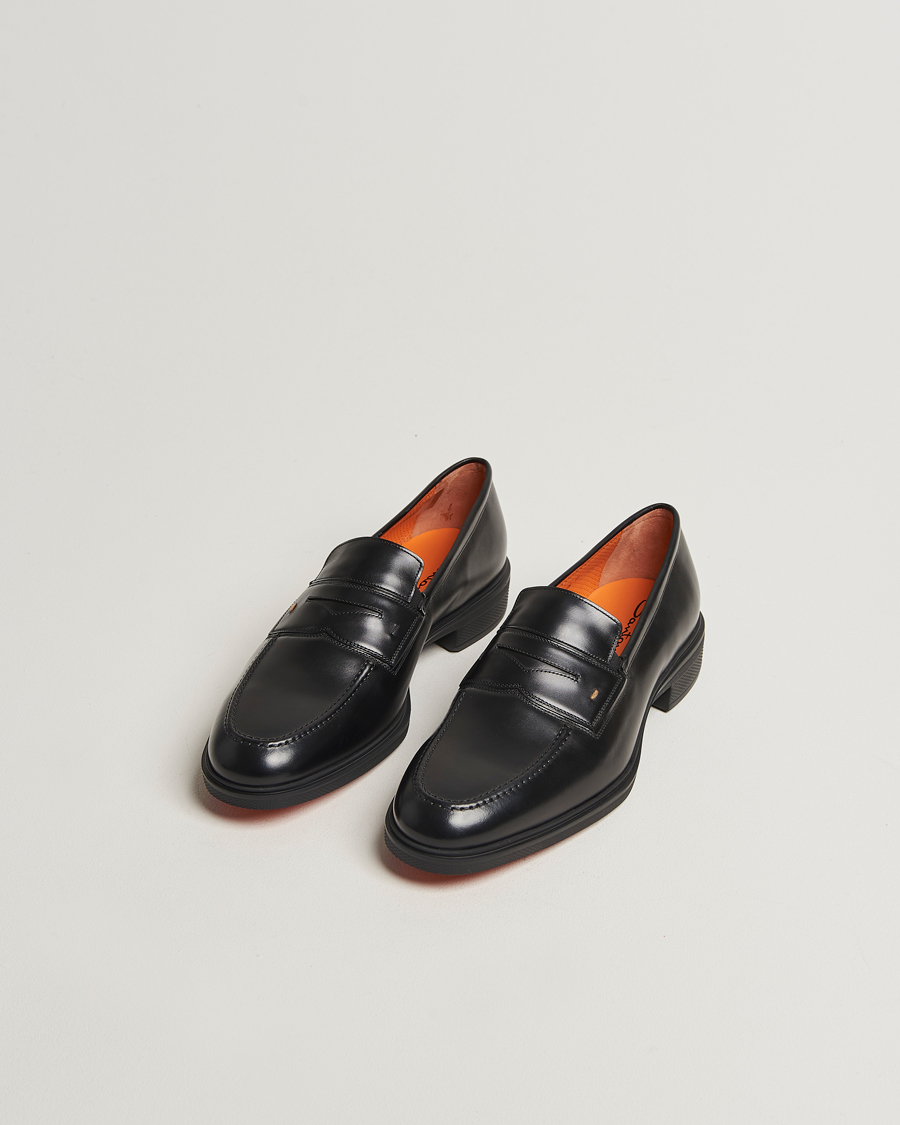 Heren | Instappers | Santoni | Easy Penny Loafer Black Calf