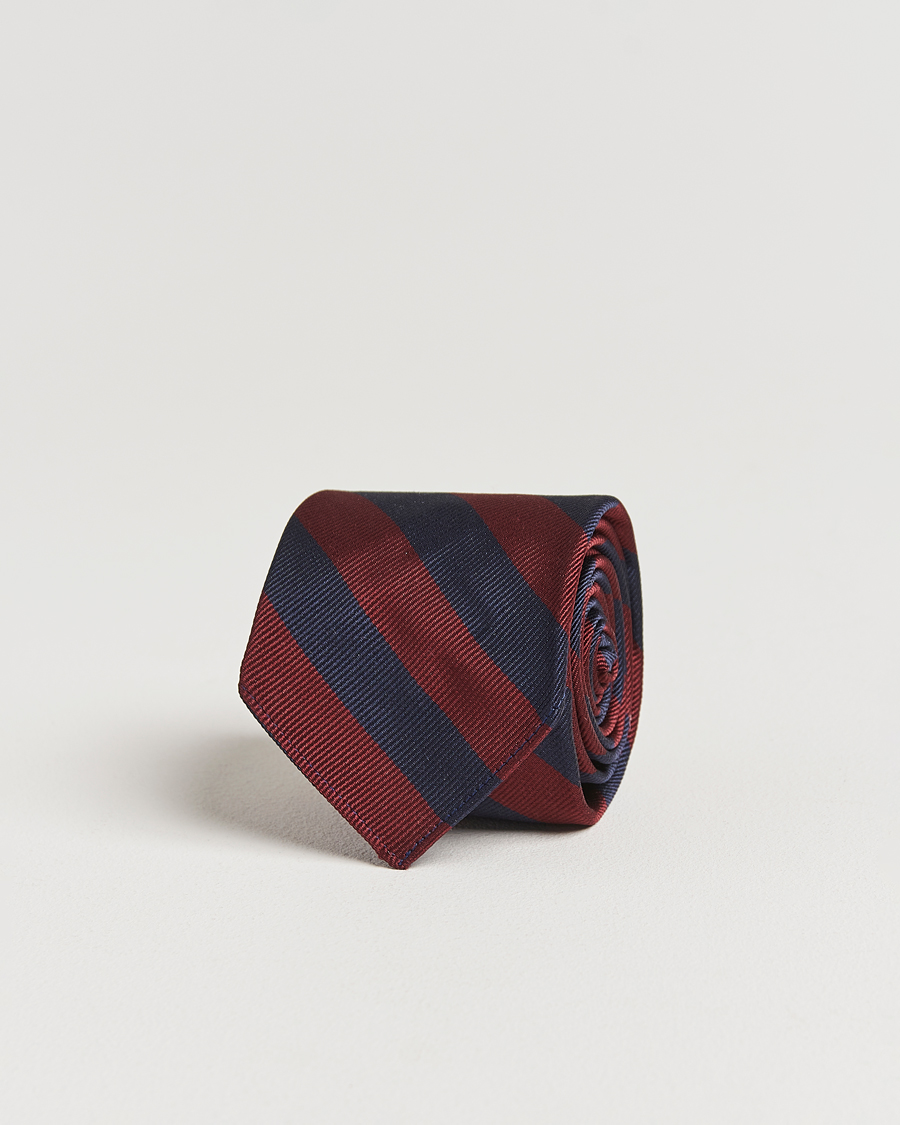 Heren | Stropdassen | Kamakura Shirts | Kamakura ShirtsVintage Ivy Regimental Stripe Silk TieNavy/Burgundy