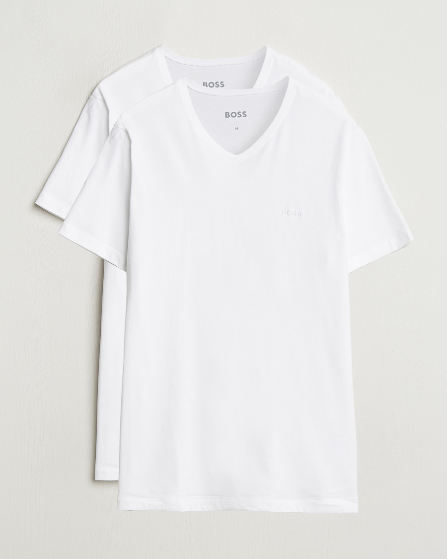 Heren | T-shirts | BOSS BLACK | 2-Pack Relaxed Fit V-Neck T-Shirt White