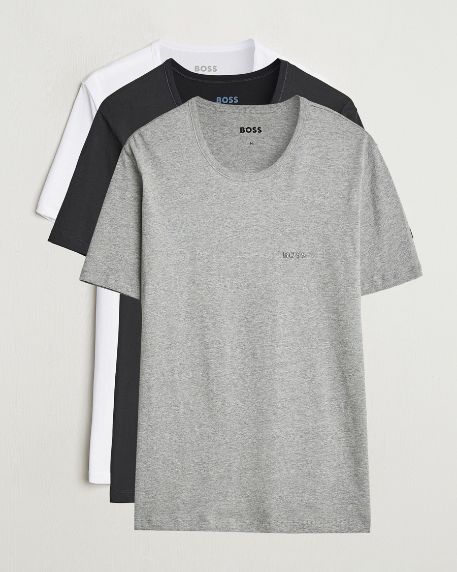 Heren | T-shirts | BOSS BLACK | 3-Pack Crew Neck T-Shirt White/Grey/Black