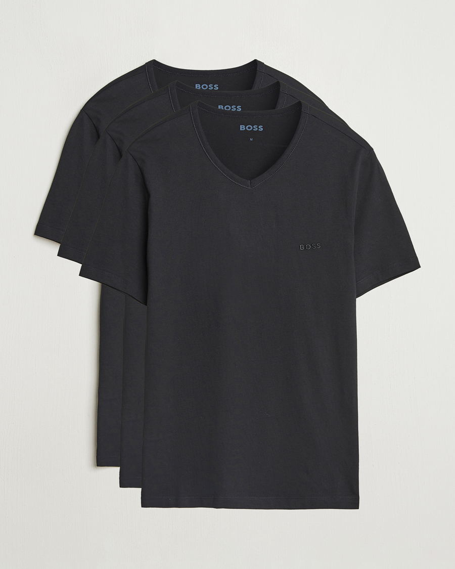 Heren | T-shirts | BOSS BLACK | 3-Pack V-Neck T-Shirt Black