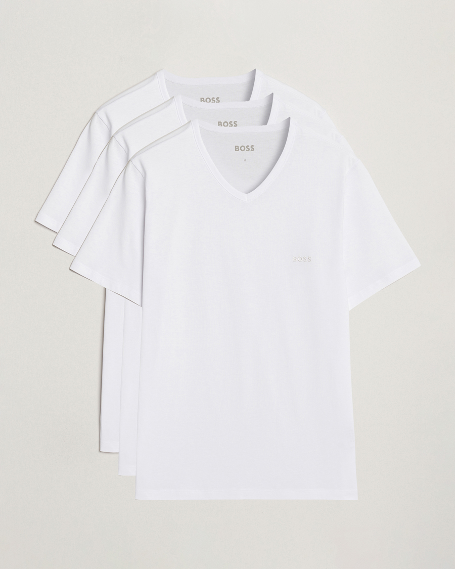 Heren | T-shirts | BOSS BLACK | 3-Pack V-Neck T-Shirt White