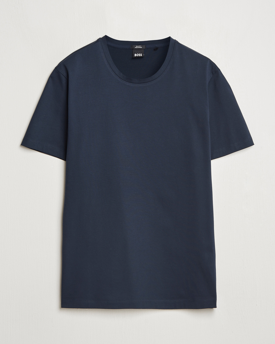 Heren | T-shirts | BOSS BLACK | Tessler Mercerized Crew Neck T-Shirt Dark Blue