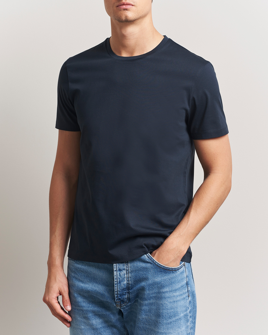 Heren | T-shirts | BOSS BLACK | Tessler Mercerized Crew Neck T-Shirt Dark Blue