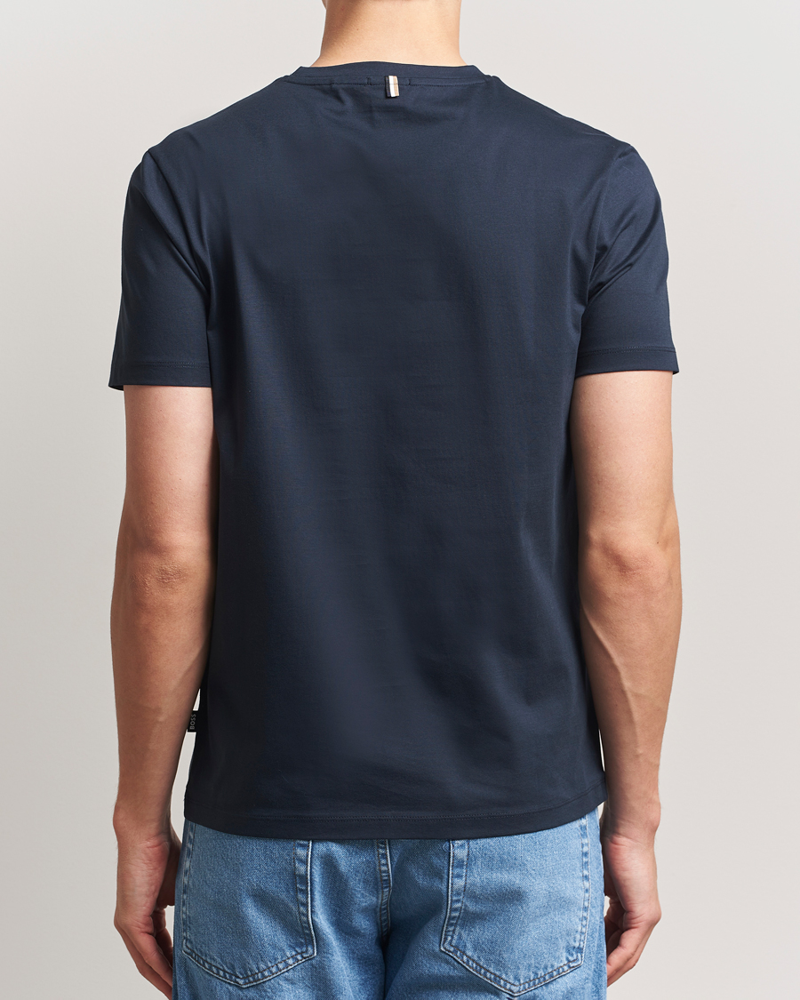 Heren | T-shirts | BOSS BLACK | Tessler Mercerized Crew Neck T-Shirt Dark Blue