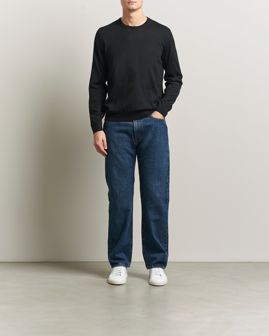 Heren | Truien | BOSS BLACK | Leno Wool Crew Neck Pullover Black