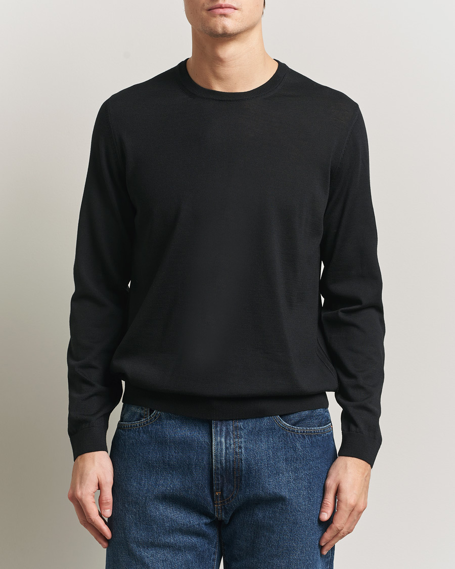 Heren | Truien | BOSS BLACK | Leno Wool Crew Neck Pullover Black