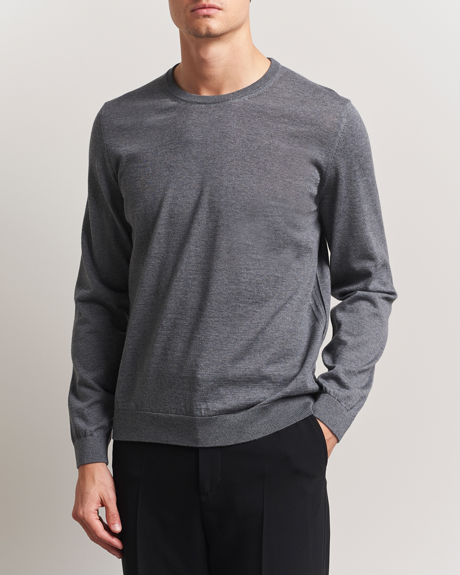 Heren | Truien | BOSS BLACK | Leno Wool Crew Neck Pullover Medium Grey