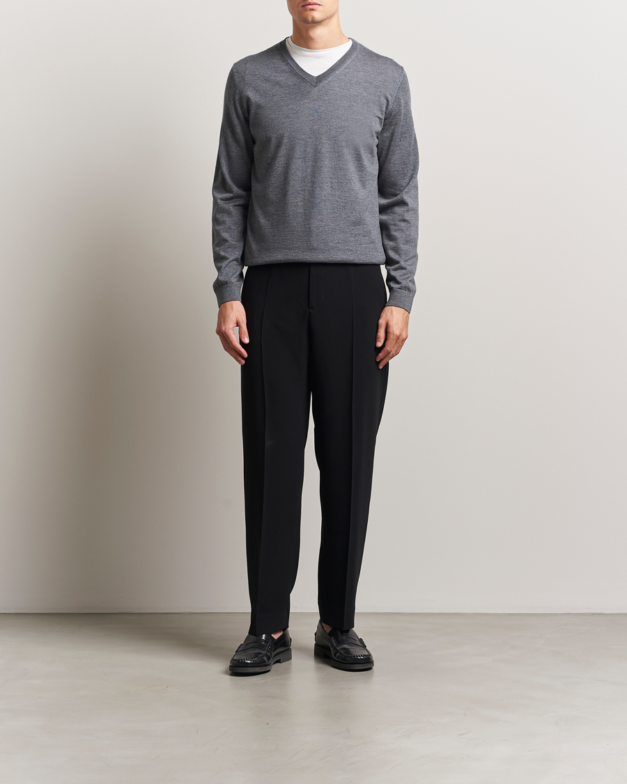 Heren | Truien | BOSS BLACK | Melba Wool V-Neck Pullover Medium Grey