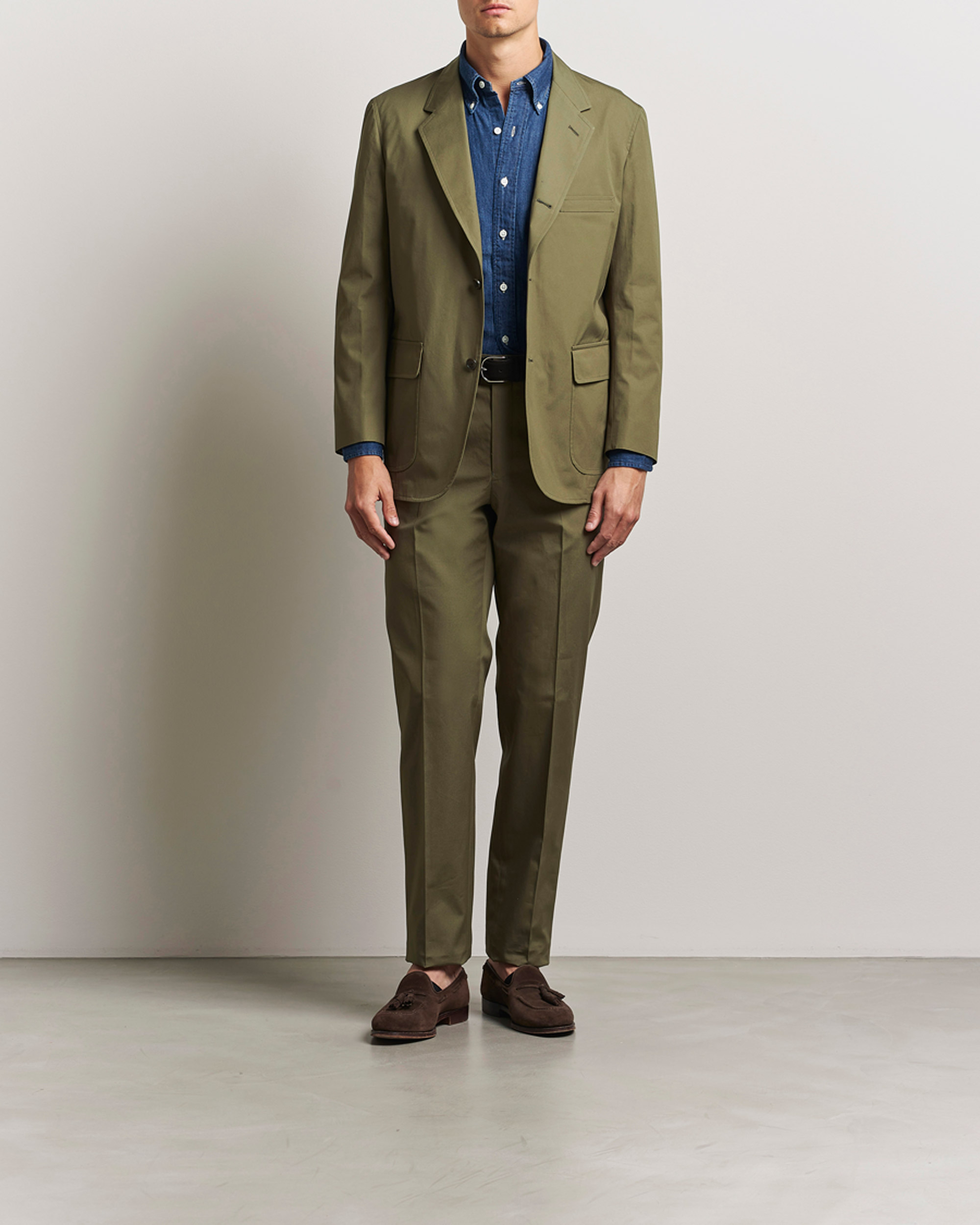 Heren | Broeken | Kamakura Shirts | Cotton Ivy Trousers Olive