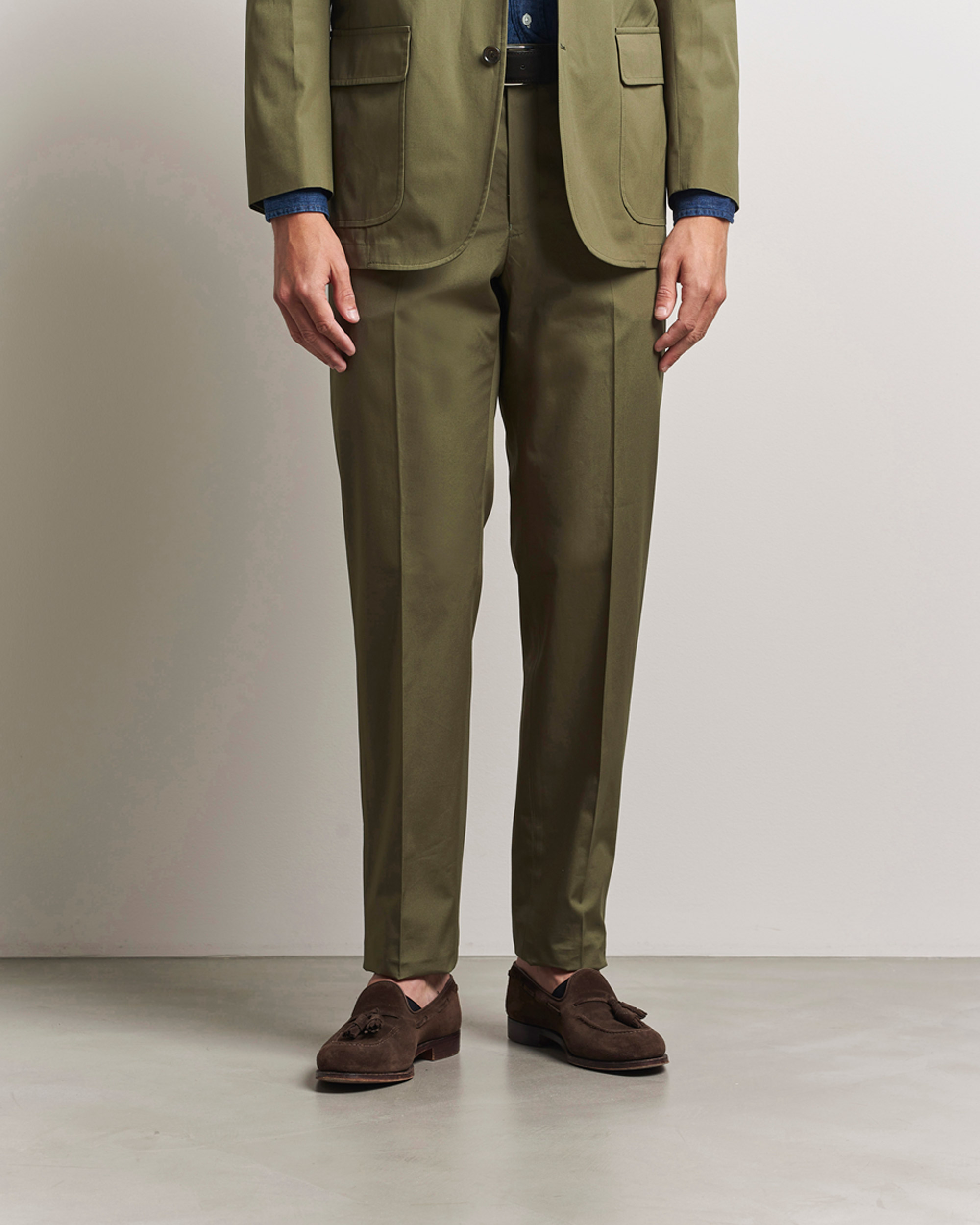 Heren | Broeken | Kamakura Shirts | Cotton Ivy Trousers Olive
