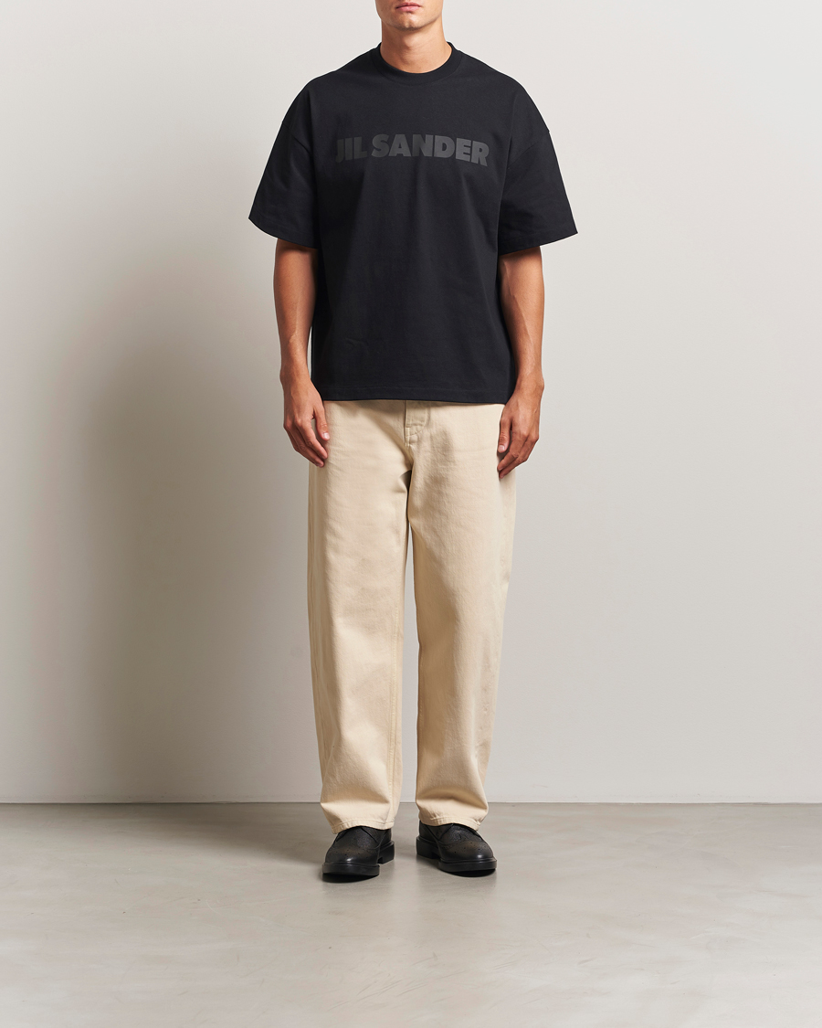 Heren | T-shirts | Jil Sander | Round Collar Tonal Logo T-Shirt Black