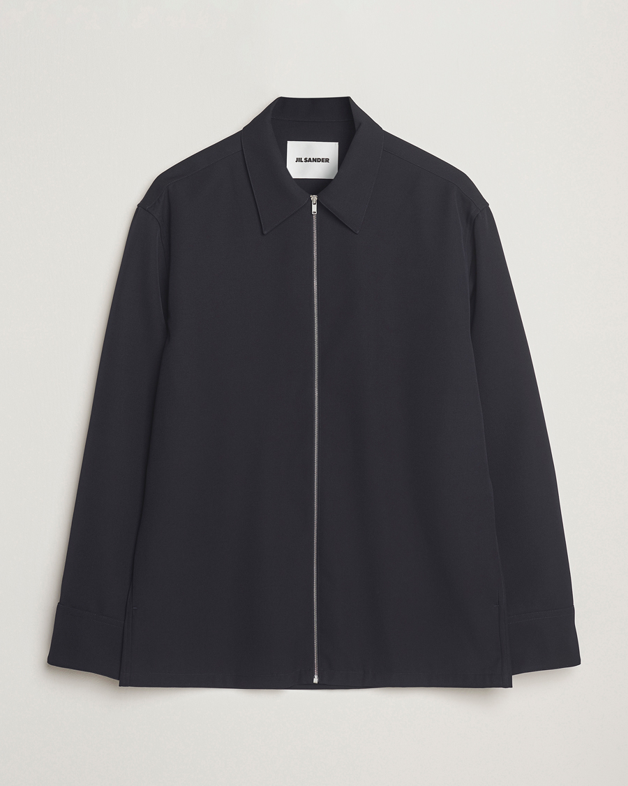 Heren | Overhemden | Jil Sander | Wool Zip Overshirt Navy
