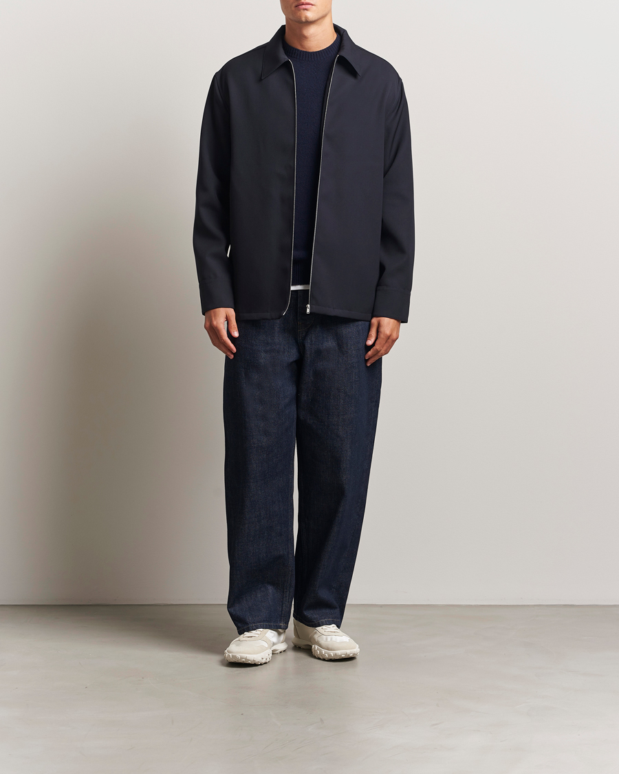 Heren | Overhemden | Jil Sander | Wool Zip Overshirt Navy