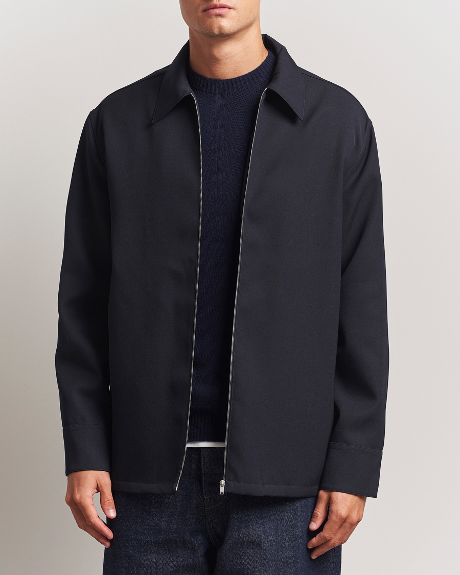 Heren | Overhemden | Jil Sander | Wool Zip Overshirt Navy