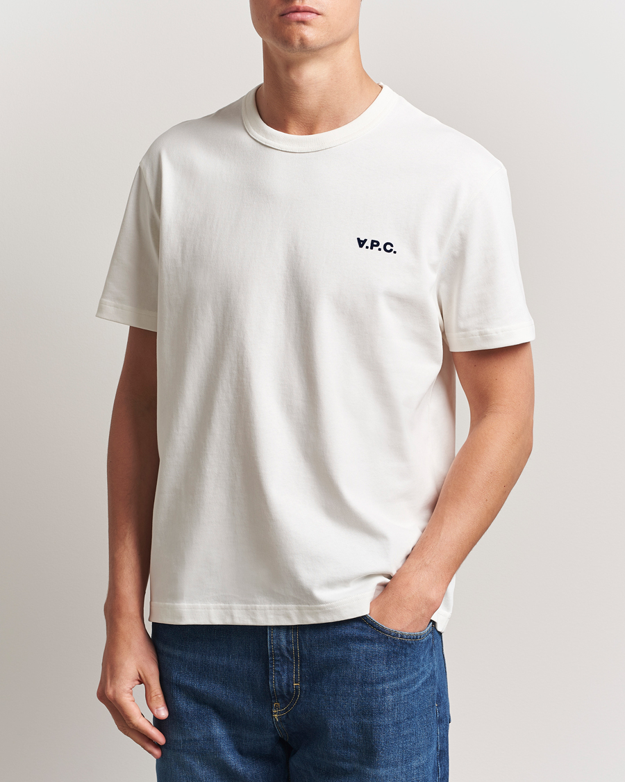 Heren | T-shirts | A.P.C. | Boxy Fit Petit VPC T-Shirt White/Dark Navy