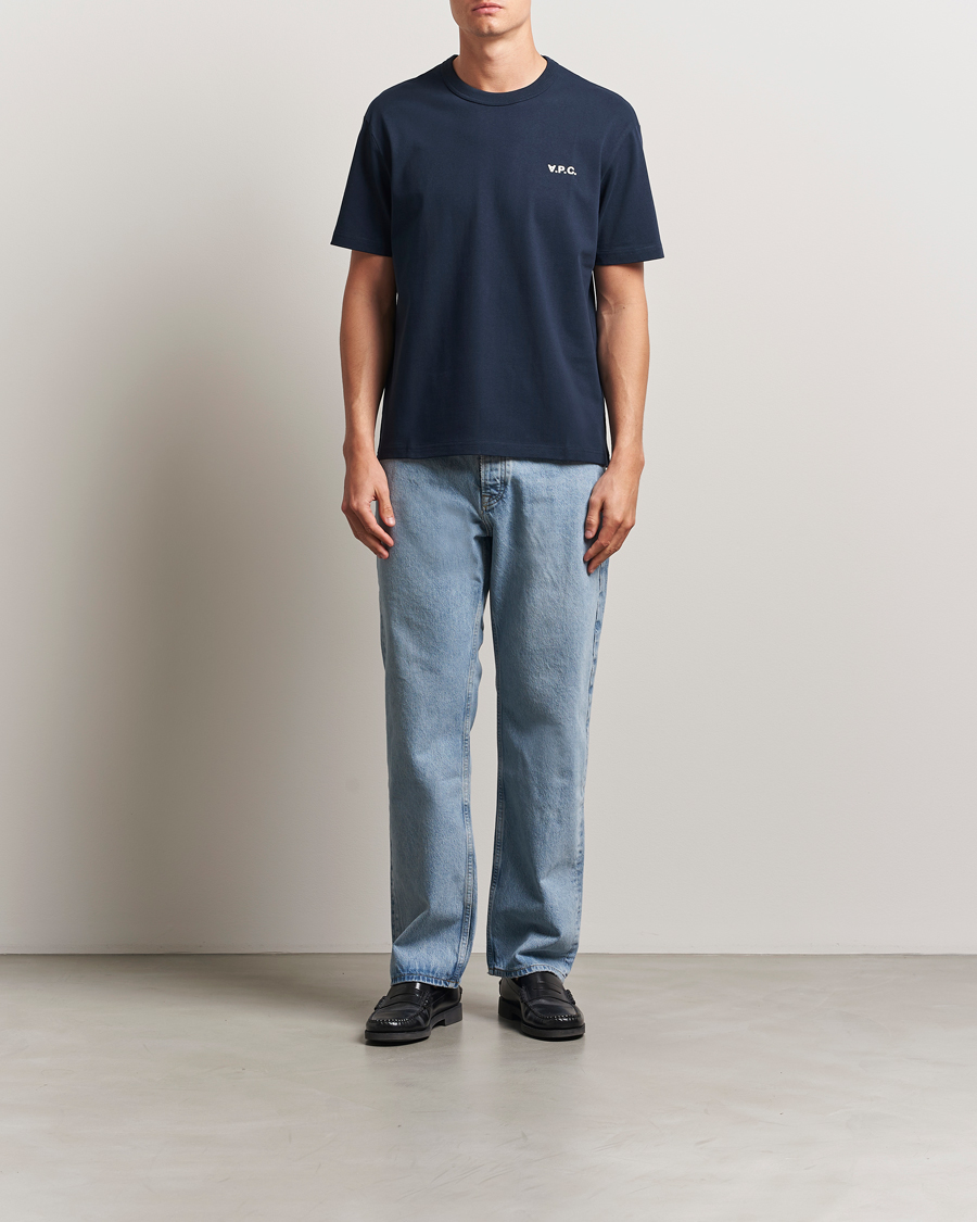 Heren | T-shirts | A.P.C. | Boxy Fit Petit VPC T-Shirt Dark Navy/Ecru