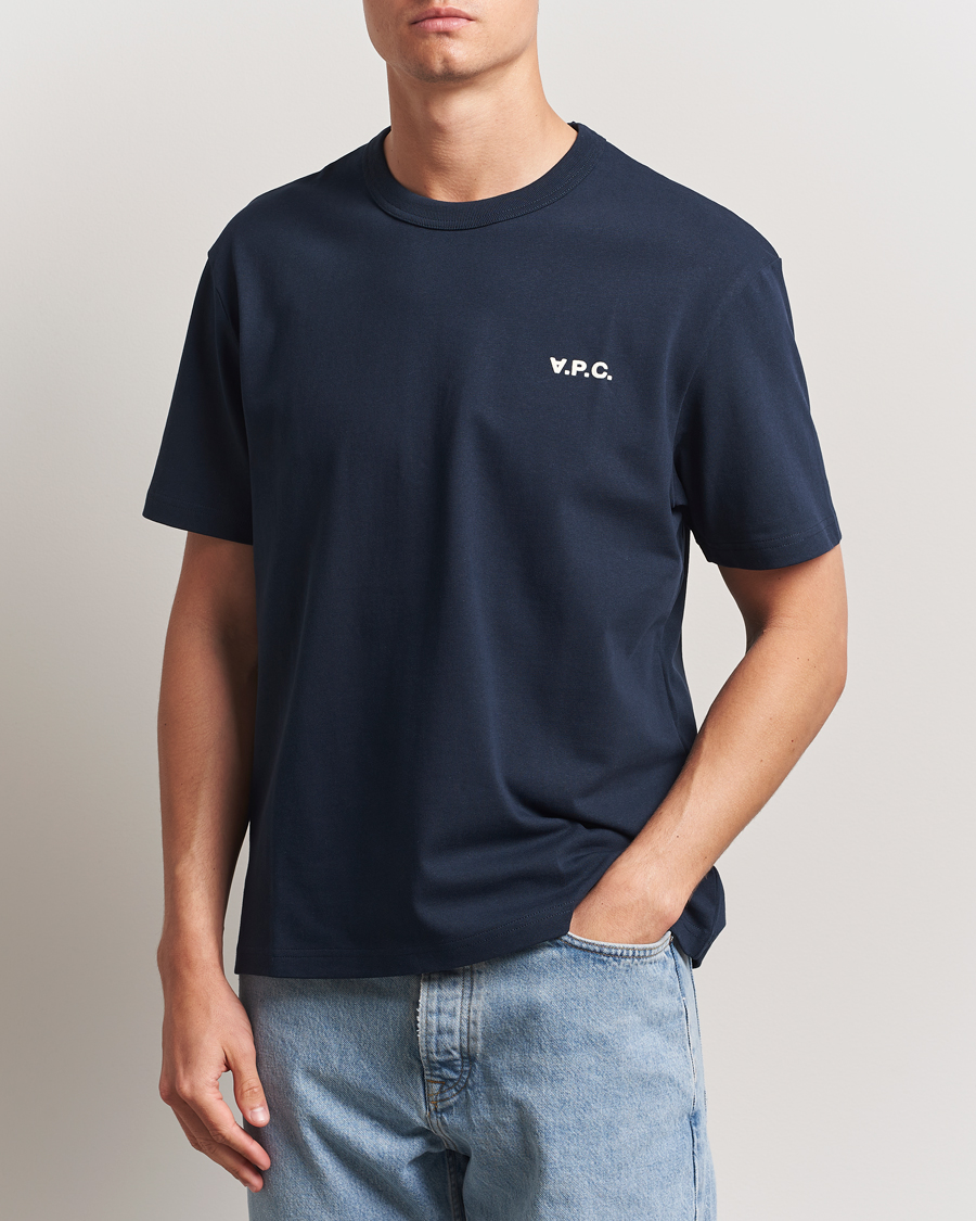 Heren | T-shirts | A.P.C. | Boxy Fit Petit VPC T-Shirt Dark Navy/Ecru