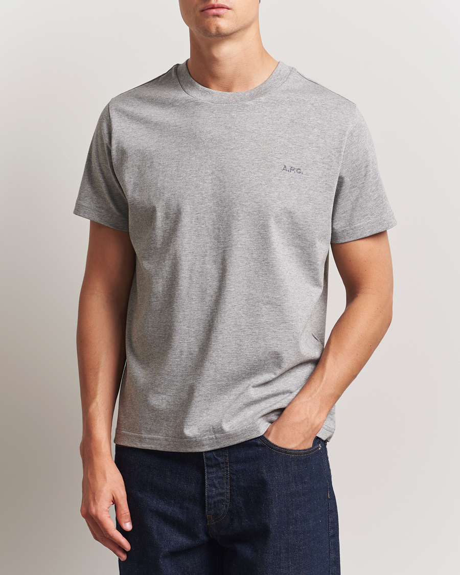 Heren | T-shirts | A.P.C. | Embroidered APC T-Shirt Heather Grey