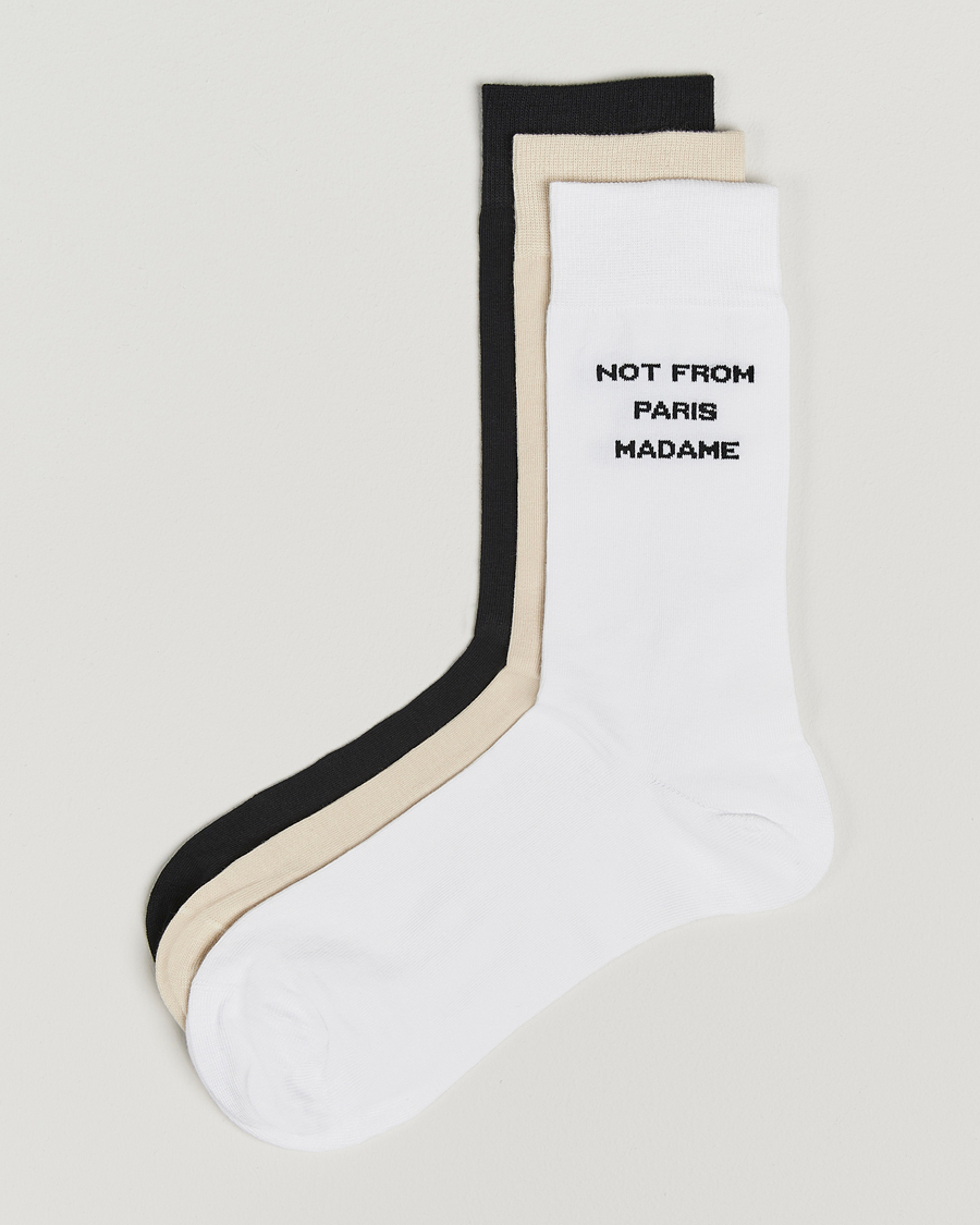 Heren | Ondergoed | Drôle de Monsieur | 3-Pack Slogan Socks Black/White/Mastic